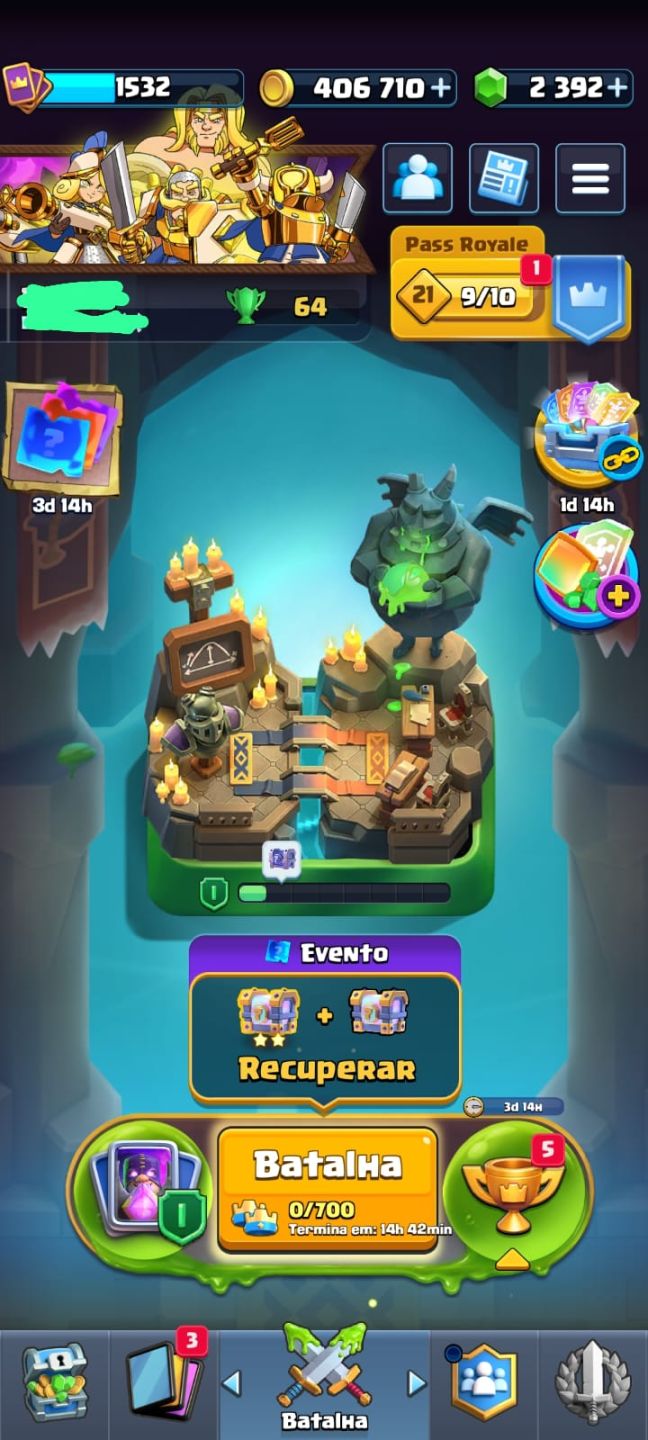 CONTA DE CLASH ROYALE BEM UPADA, DECK PRINCIPAL FULL 16