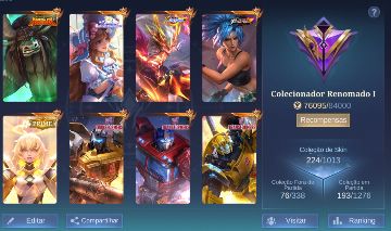 Conta de Mobile Legends Lenda 5 com muitas Skins