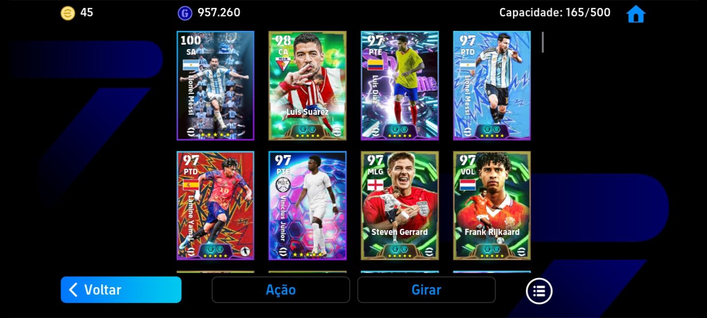 Conta Efootball - Técnico Mourinho ,Messi 104, Luiz Suárez blitz, Goleiro bugado