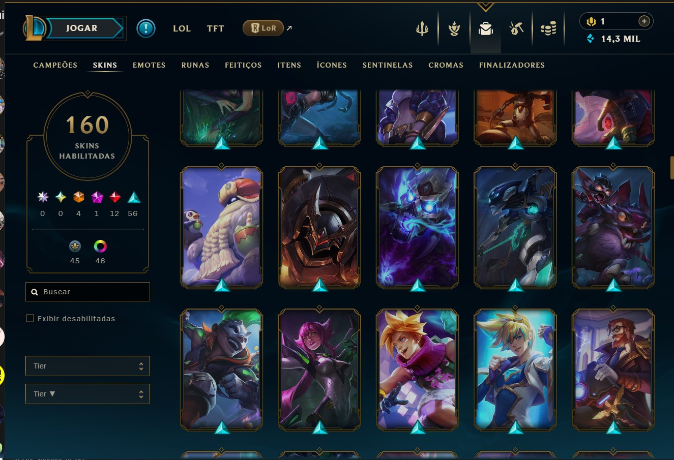 League of legends account mais de ( 160) skins 3 reembolsos mmr platina