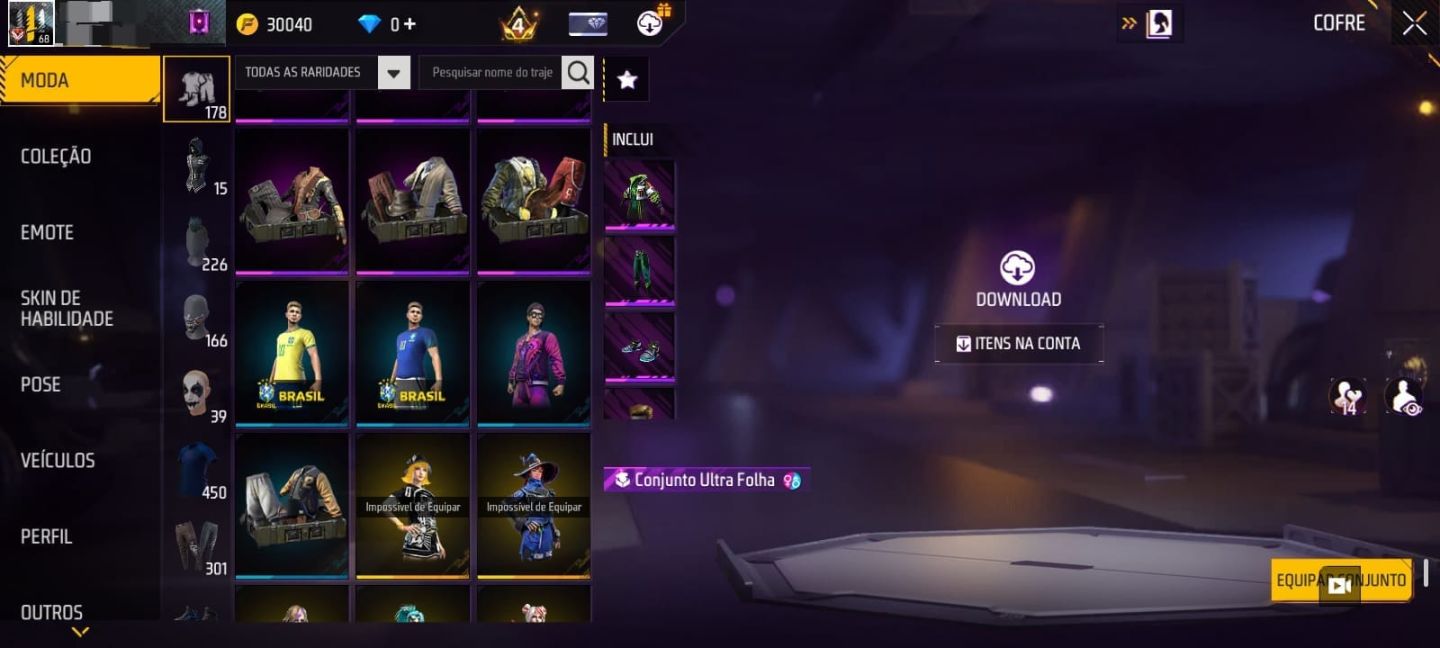 CONTA FF NV 68 / UMP MAX LV 7 / PRIME 4 / PARCERIAS RARAS + PASSES ANTIGOS