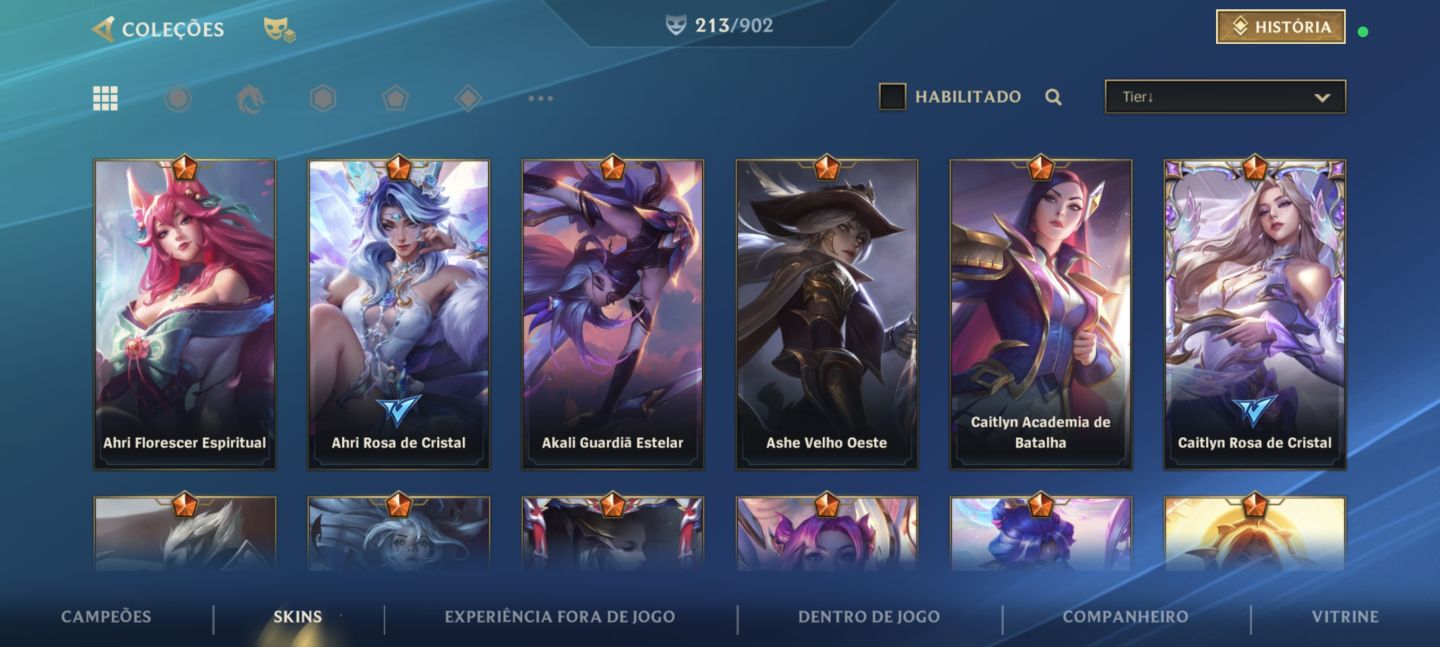 Conta Wild rift 900 essências laranjas, 213 skins