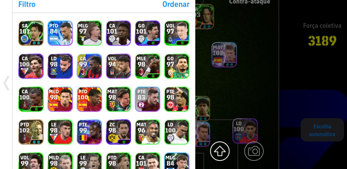 Conta efootball Mobile Éden Hazard 109 + Ronaldinho 104 + Totti 105