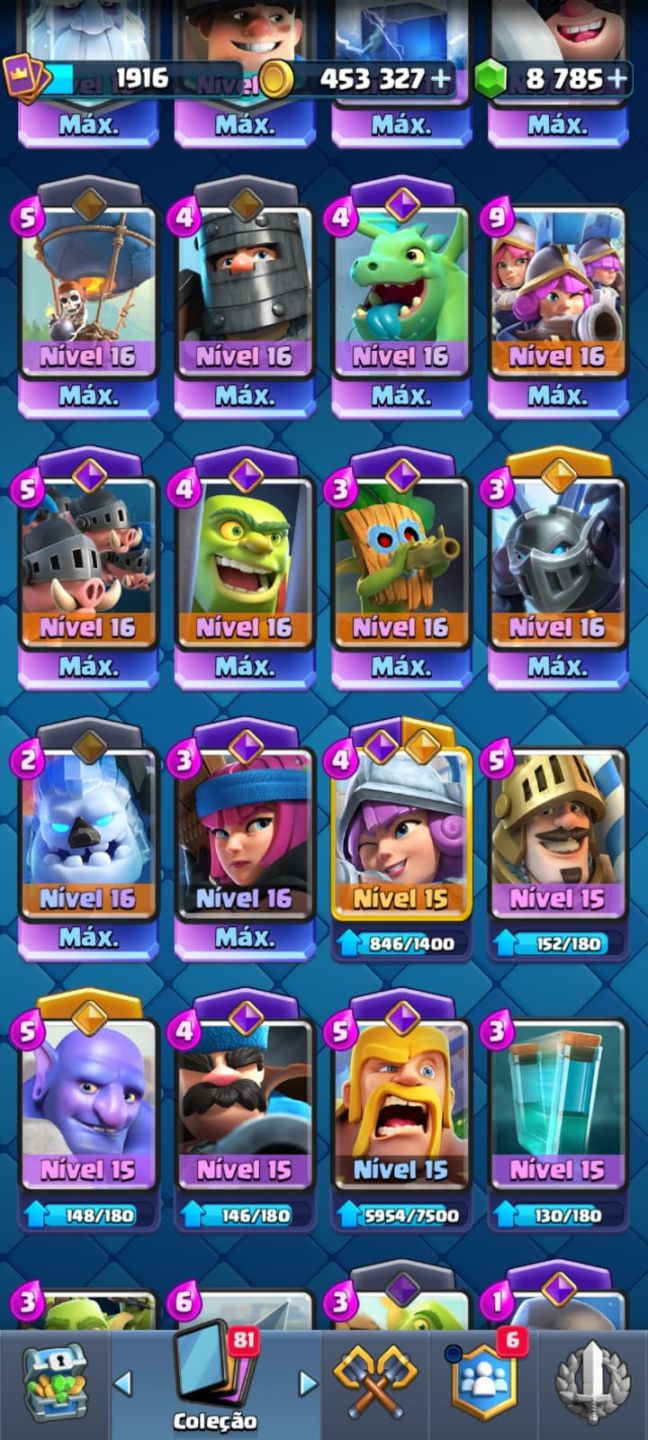 Clash Royale rei nível 16 + 8700 gemas + Full cartas + Evoluções + Heróis e mt++
