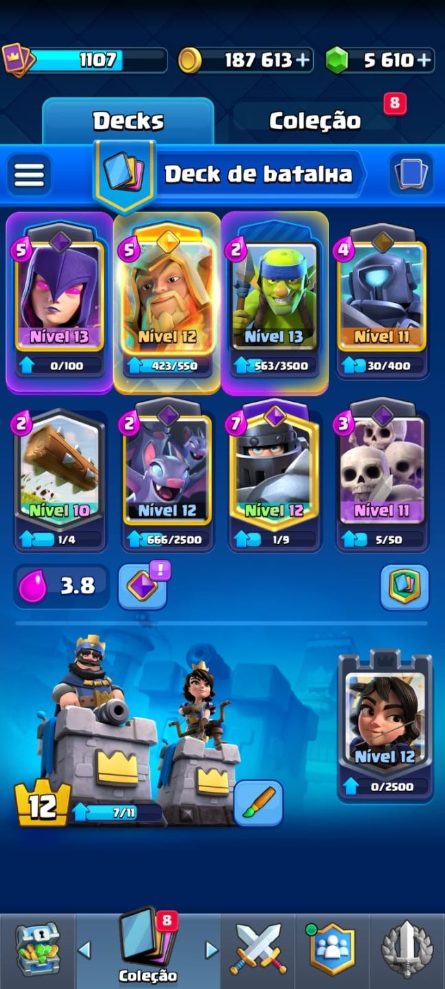 Promoção! Clash Royale Torre Rei Nv12 Arena 19 + 5610 Gemas + Cartas Evoluidas