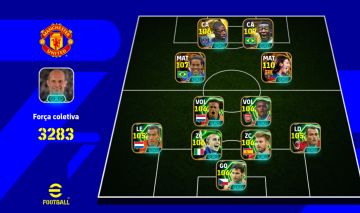 Conta braba de efootball com muitos épicos, time completo