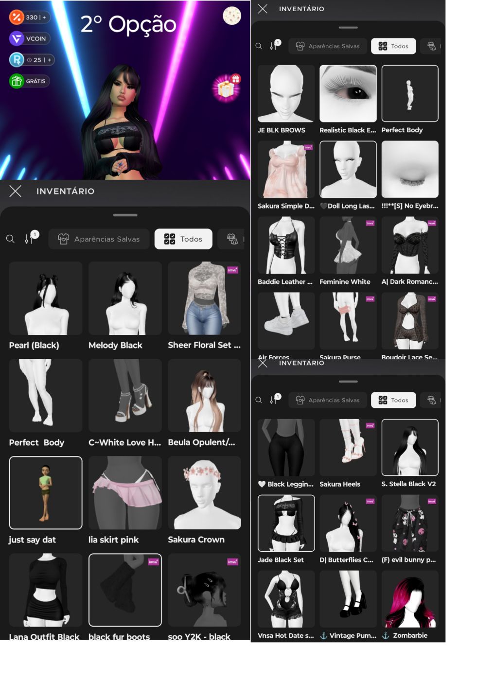 Contas de IMVU femininas