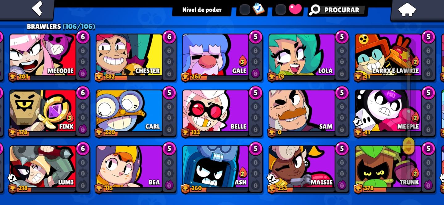 CONTA BRAWL 40K TROFÉUS | 106/106 BRAWLERS | + 200 SKINS | + 1000 COSMÉTICOS