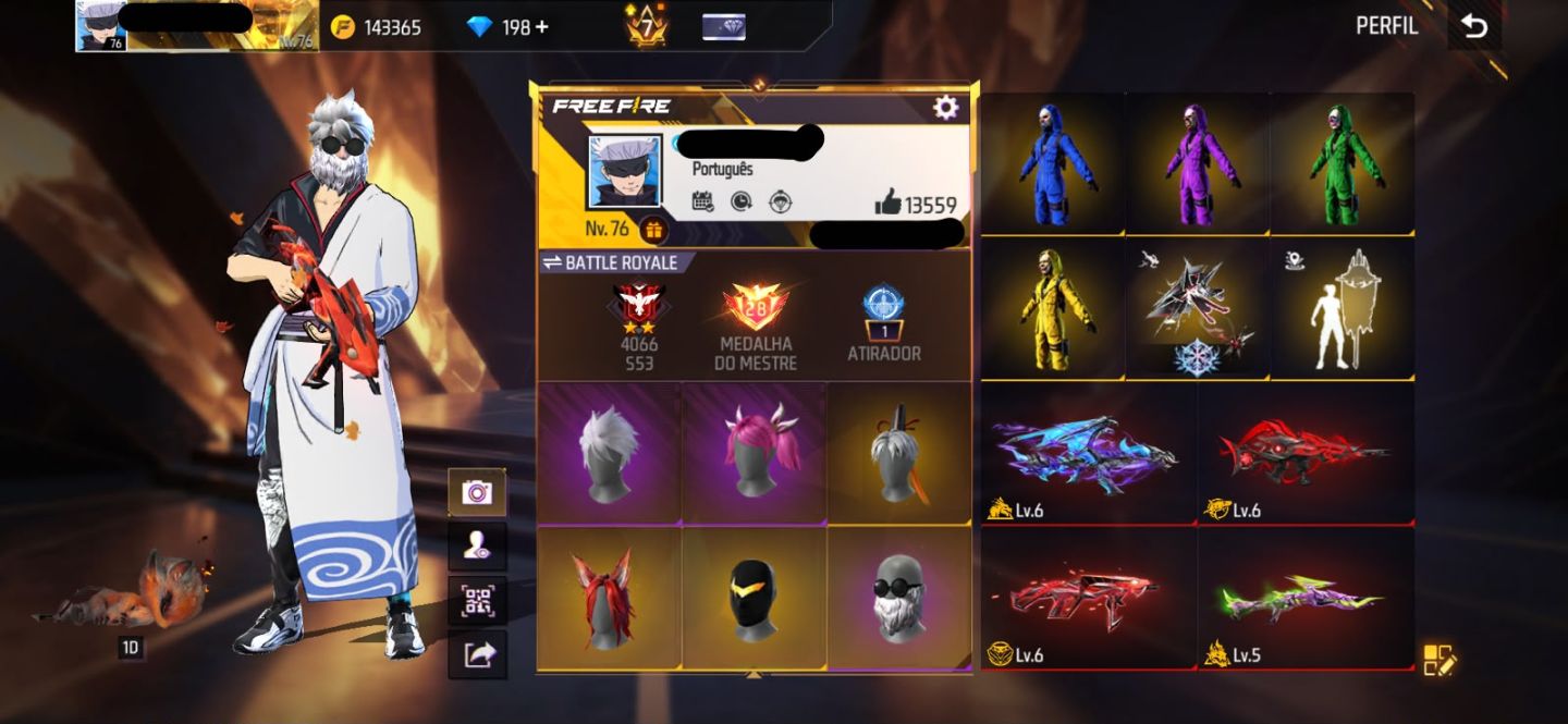 Conta free fire gemada com angelical barbinha punho bandeirao troca nick prime 7