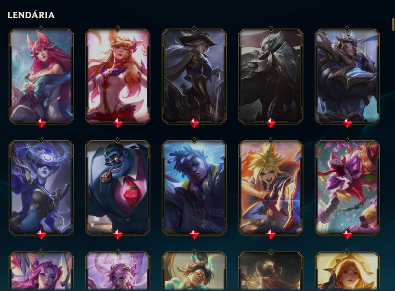 Conta no lol, diamante lvl 862 com 572 skins sendo 4 ultimate com todos champs
