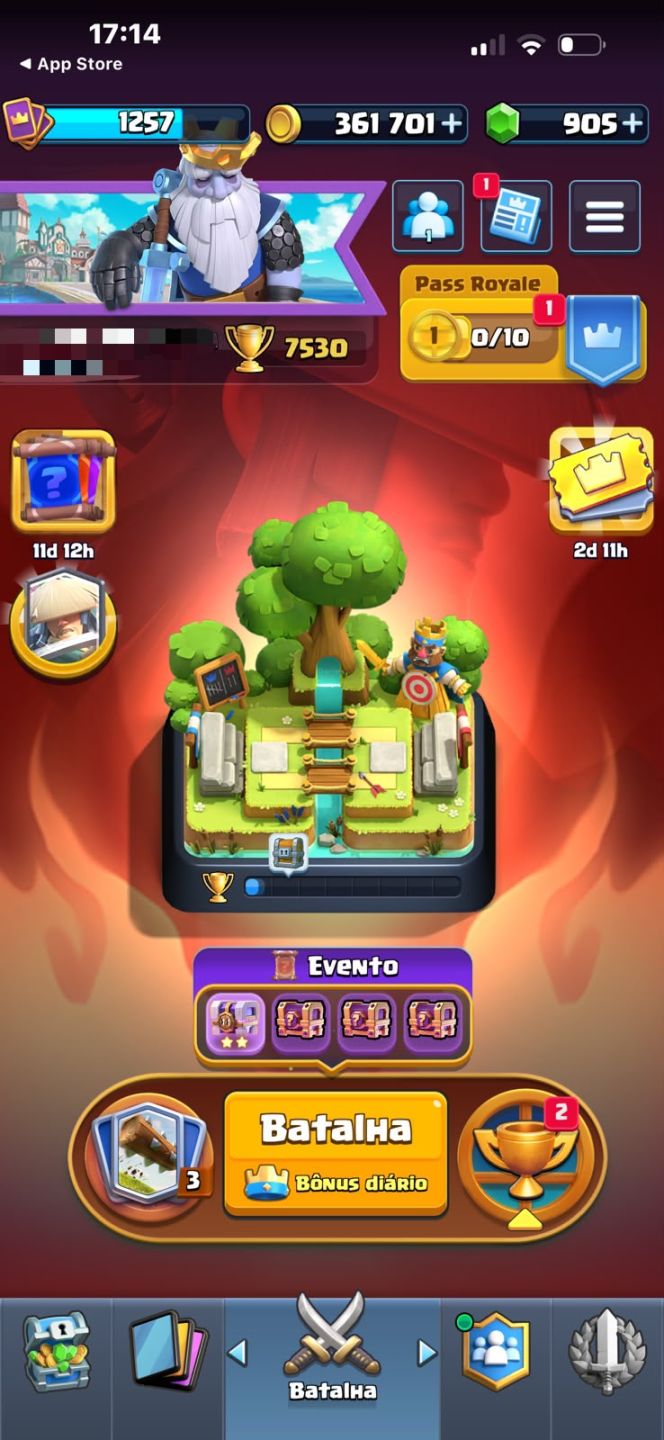 Contas clash royale +11k trofeus +120 cartas +3k gemas