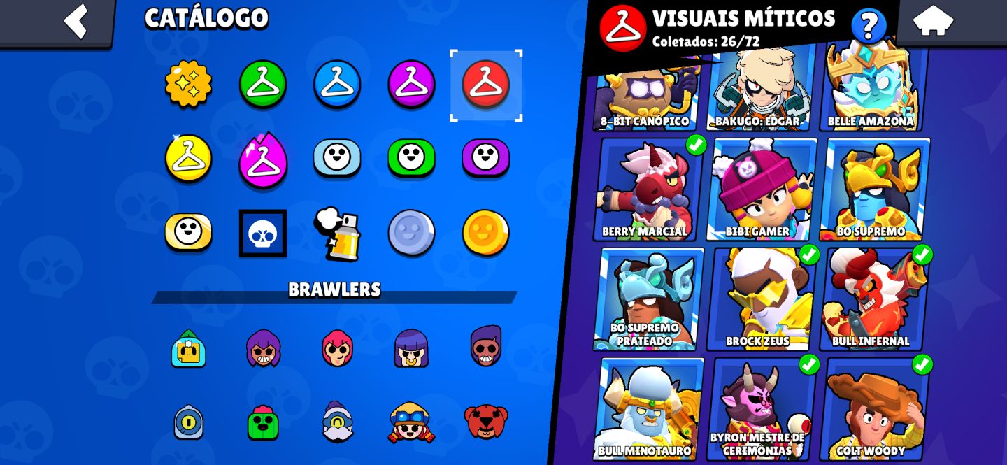 Conta antiga brawl stars| Skins raras| 93Ktroféus | 12 brawl pas plus| 106 brwl
