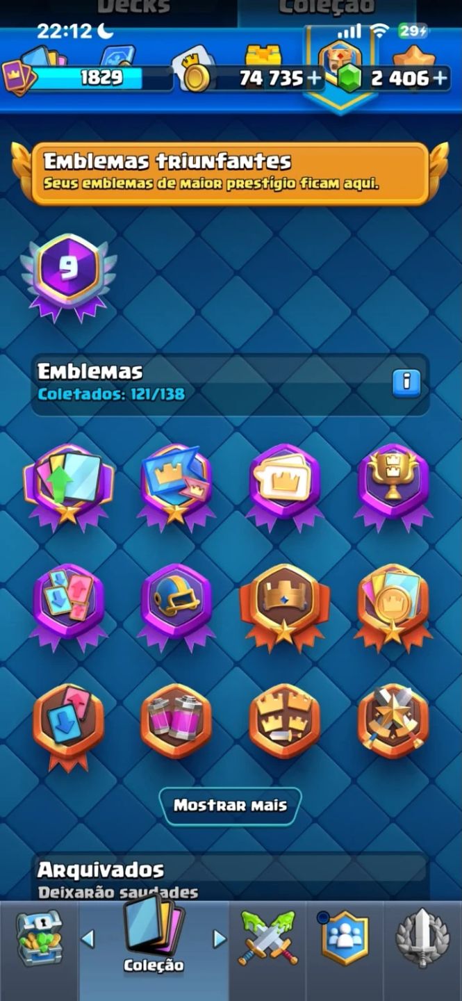 CONTA COM 14K DE TROFEUS + 122 CARTAS + 2400 GEMAS, 100% SEGURA! SÃO ANOS UPANDO