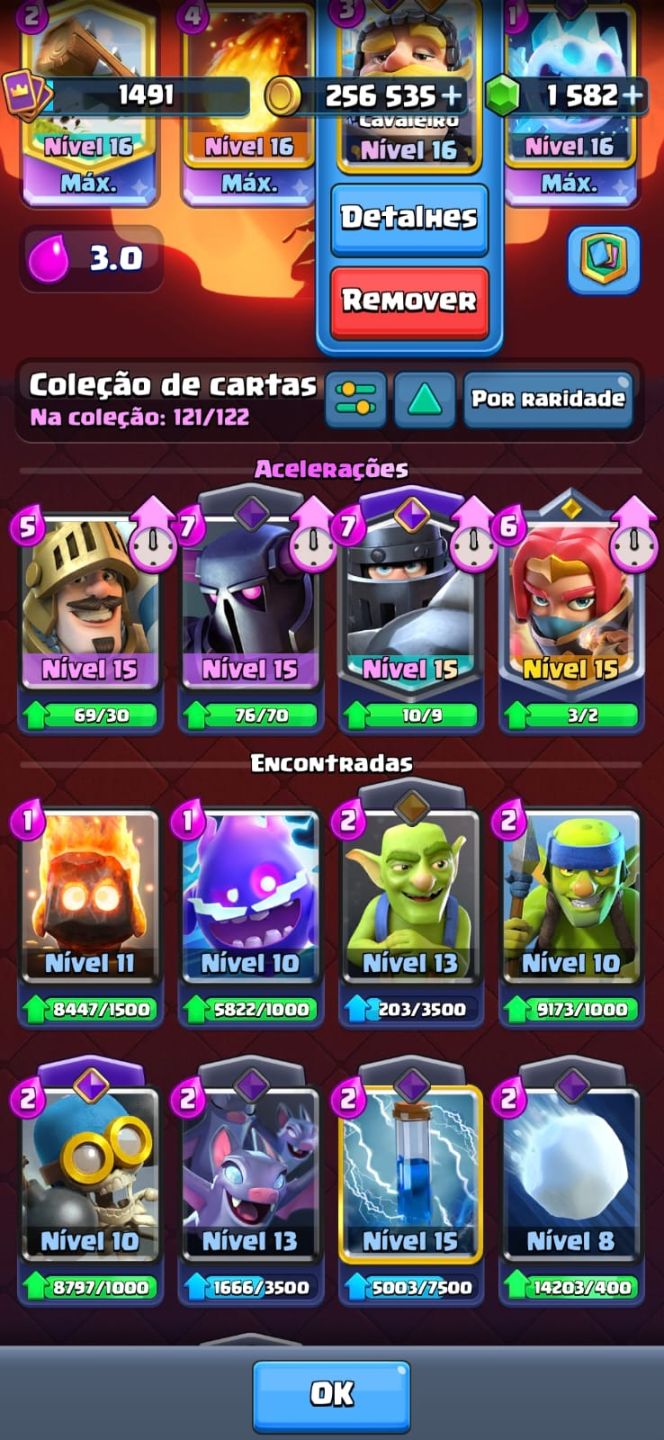 Conta de Clash Royale bem upada, várias cartas level alto