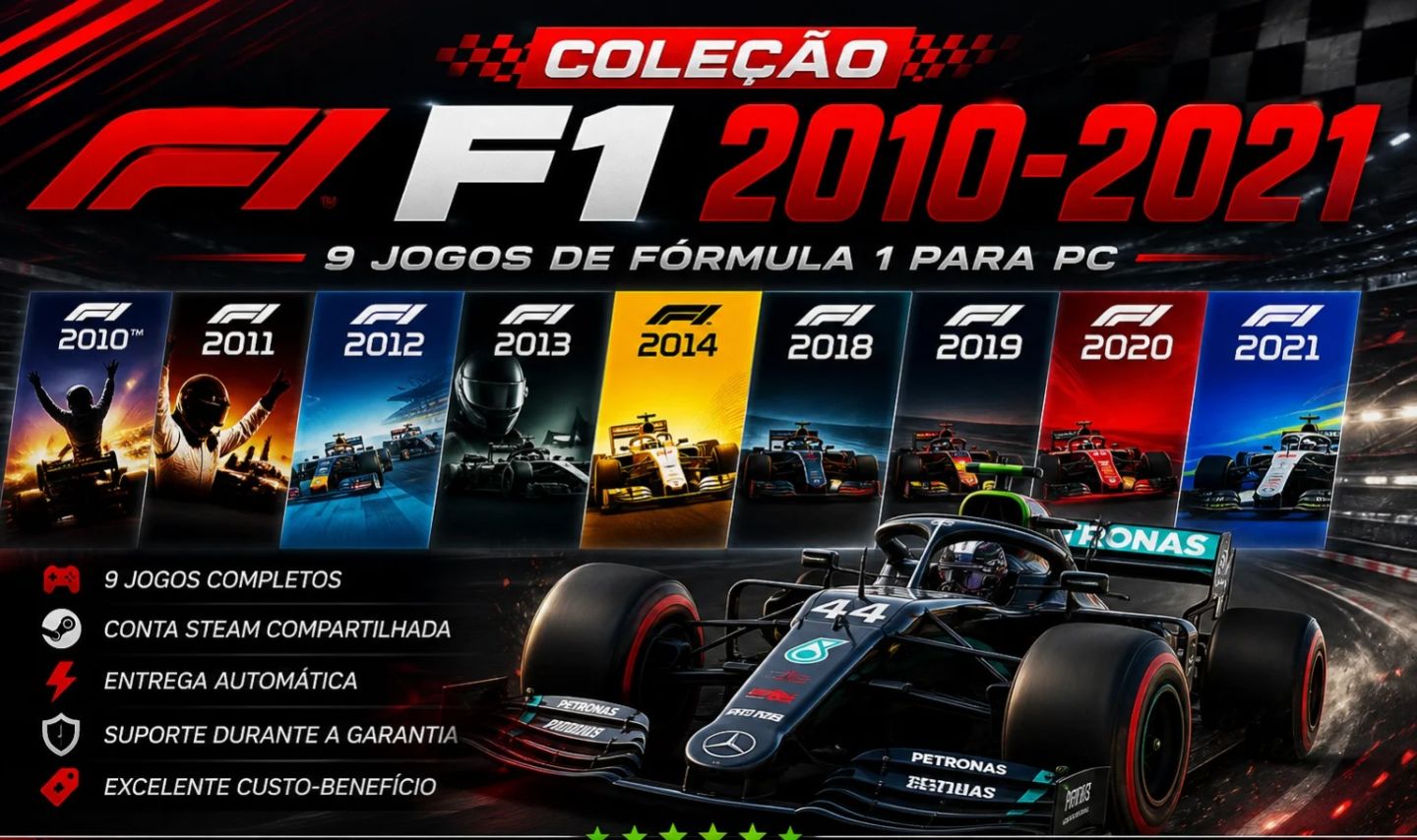 COLEÇÃO F1 20102021 | 9 JOGOS DE FÓRMULA 1 PARA PC | ENTREGA AUTOMÁT