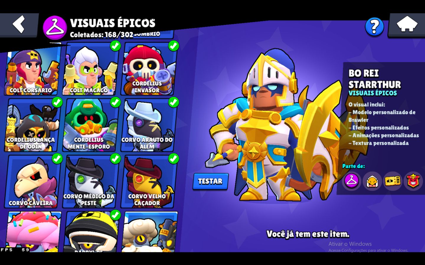 CONTA BRAWL STARS 77K TROFÉUS | 107 BRAWLERS | 462 SKINS | 71 NÍVEL 11 | PROPASS