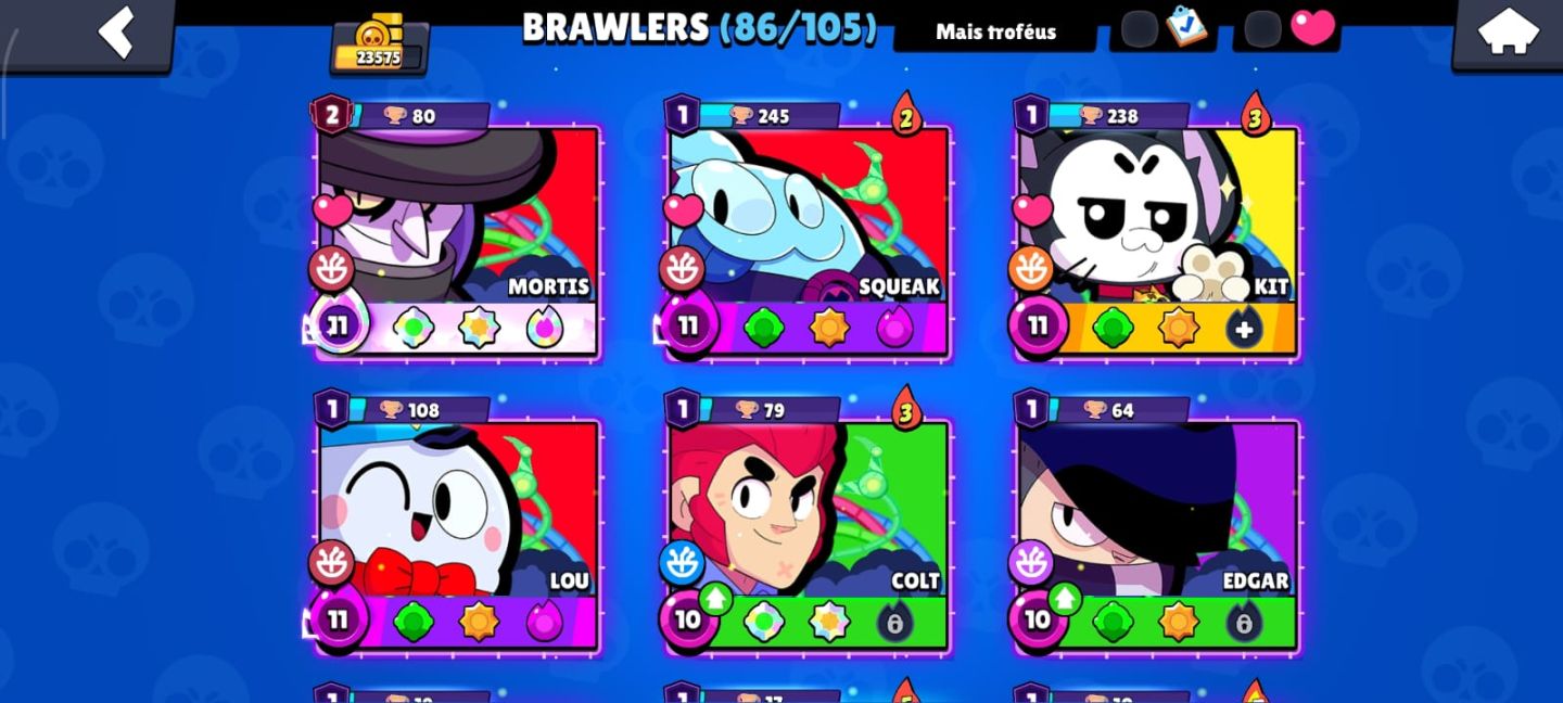CONTA DE BRAWL STARS MUITO RARA COM 86 BRAWLERS E VARIAS SKINS