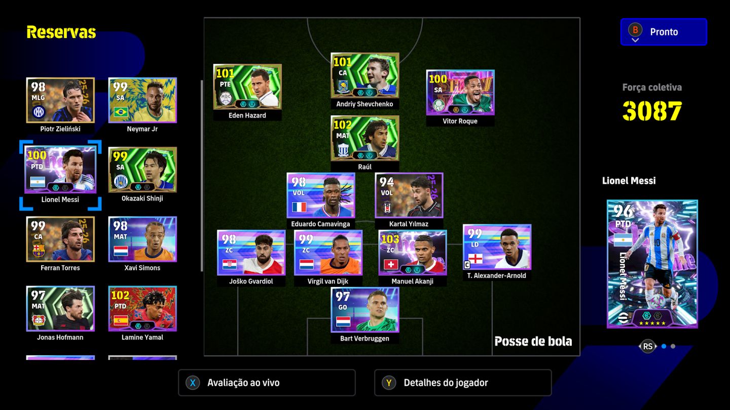 Conta Efootball Xbox/Pc para iniciantes com SHEVCHENKO, Vitor roque Showtime+100