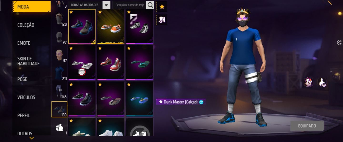 Conta Free Fire Coroa Besta Graciosa + Lobo Cinza + Skins Raras! PRIME 4