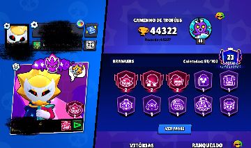 CONTA BRAWL STARS 2023,91 BRAWLERS,44 K TROFEUS