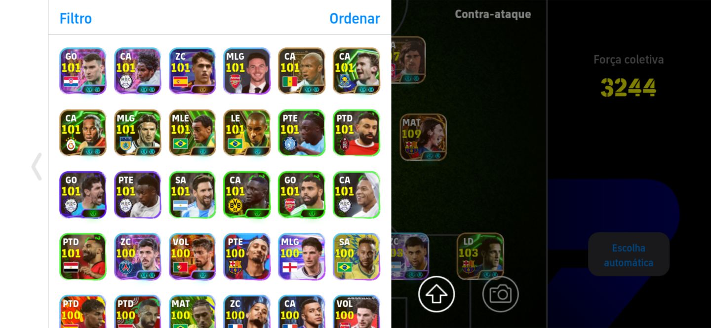 Conta eFootball 3244 Messi 110 Pele 108 Delpiero 107 Guerd Muller 108