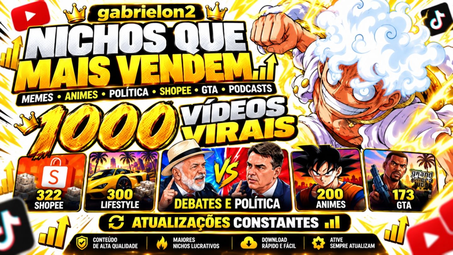 [Melhores Preços] PACK CORTES VIRAIS!+8.000 VÍDEOS PRONTOS PARA POSTAR (+BRINDE)