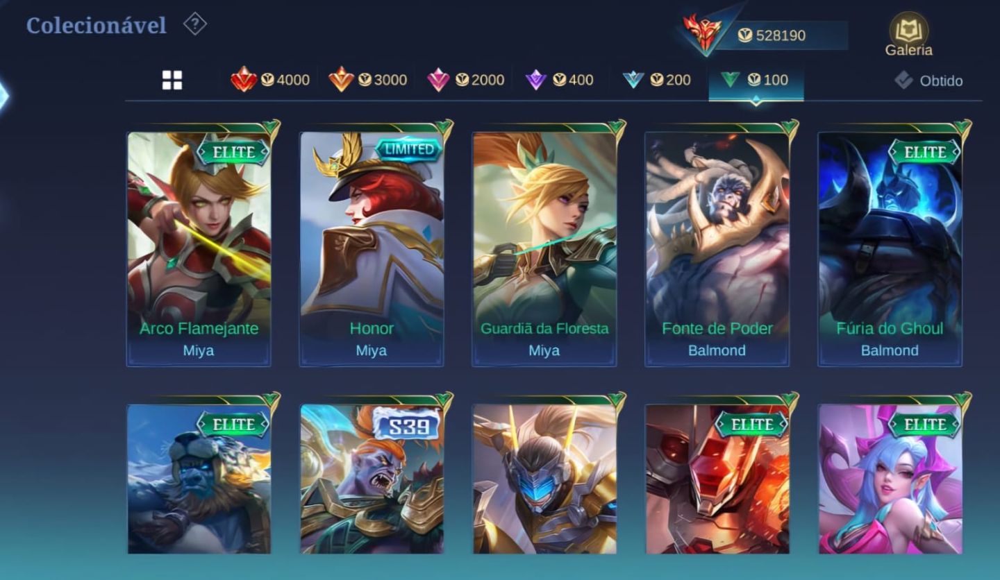 Conta mobile legends 954 SKINS! COLECIONADOR MUNDIAL! Herói e Emblema!!