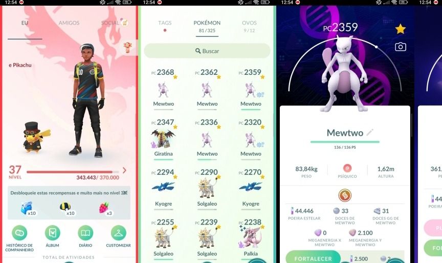 Pokémon GO Lv.37 | 5 Mewtwo | Palkia Shiny | 2 Kyogre | 3 Solgaleo Q295