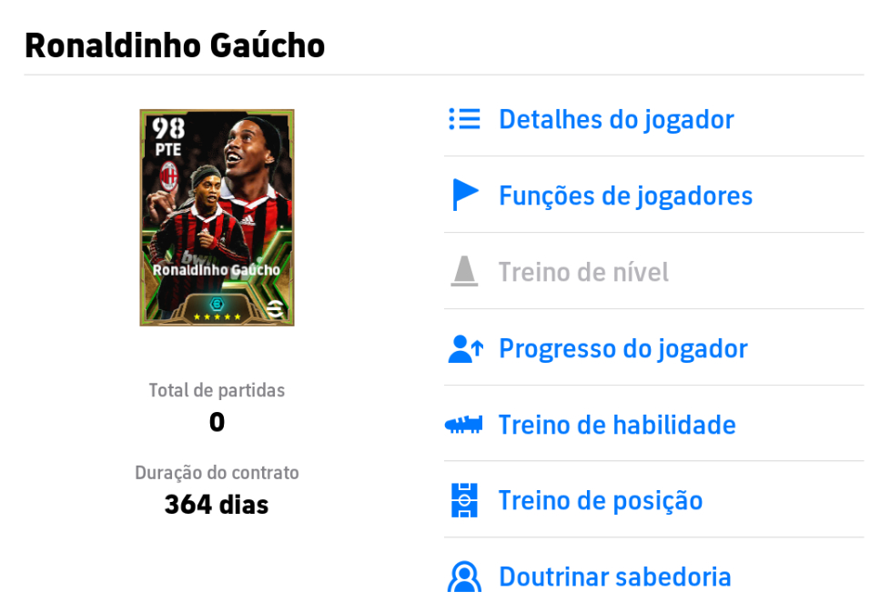 Conta Efootball com Ronaldinho 102 Ímpeto