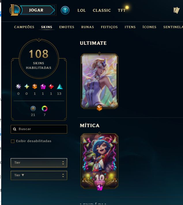 Conta LoL várias skins de adc/ Lux Elementalista / Prata 2 menos de 10 Partidas