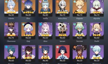 Genshin Impact AR56 Odette c2 r1, Flins, Ineffa c0r1, Arlecchino