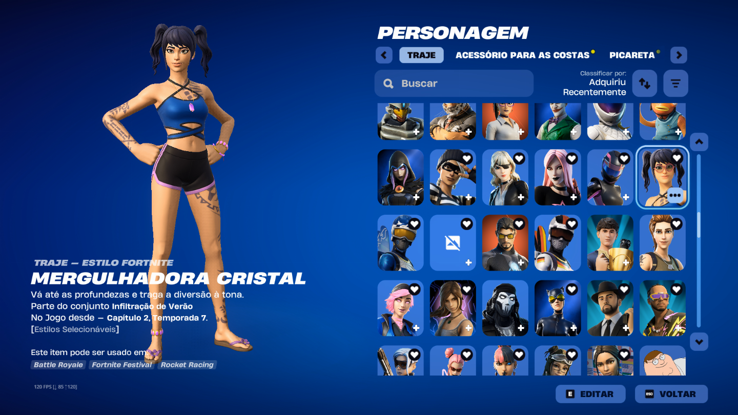 CONTA DE FORTNITE 274 SKINS
