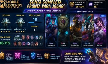 Conta mobile legends bang bang lvl 18