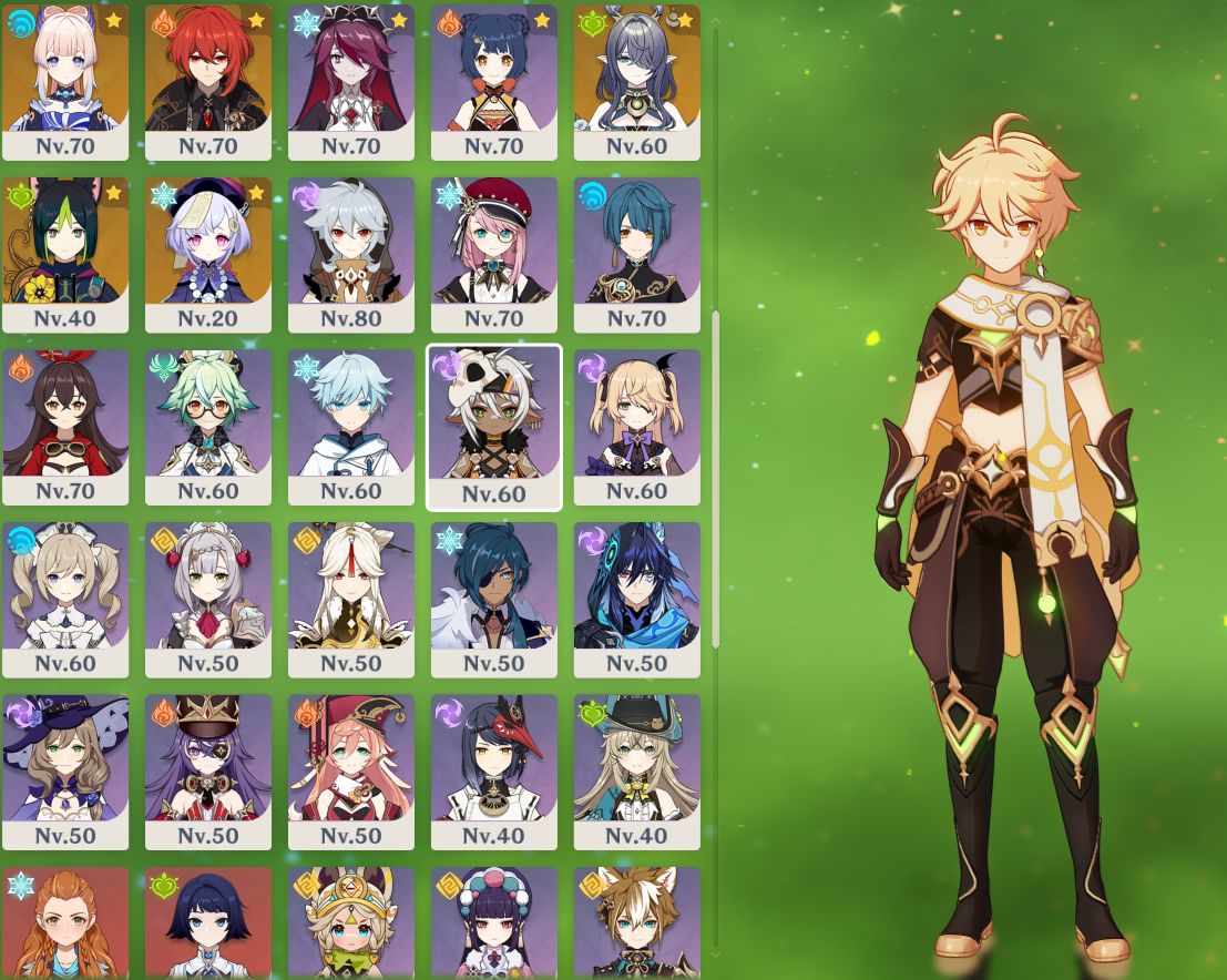 Genshin: conta AR59, com 20 persona T5 limitados e 11 Armas T5