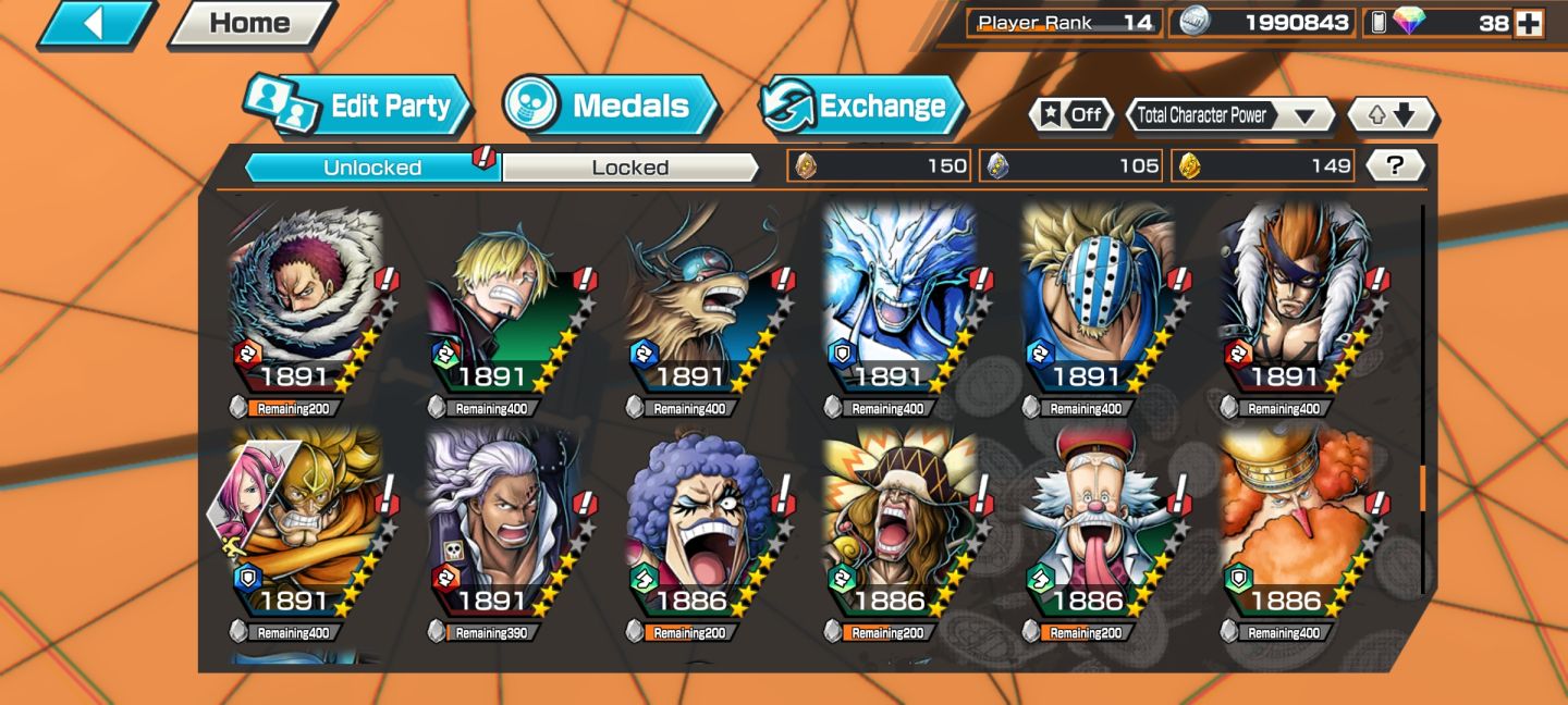 Conta de Bounty rush com barba negra, Aokiji e Rogerio EX