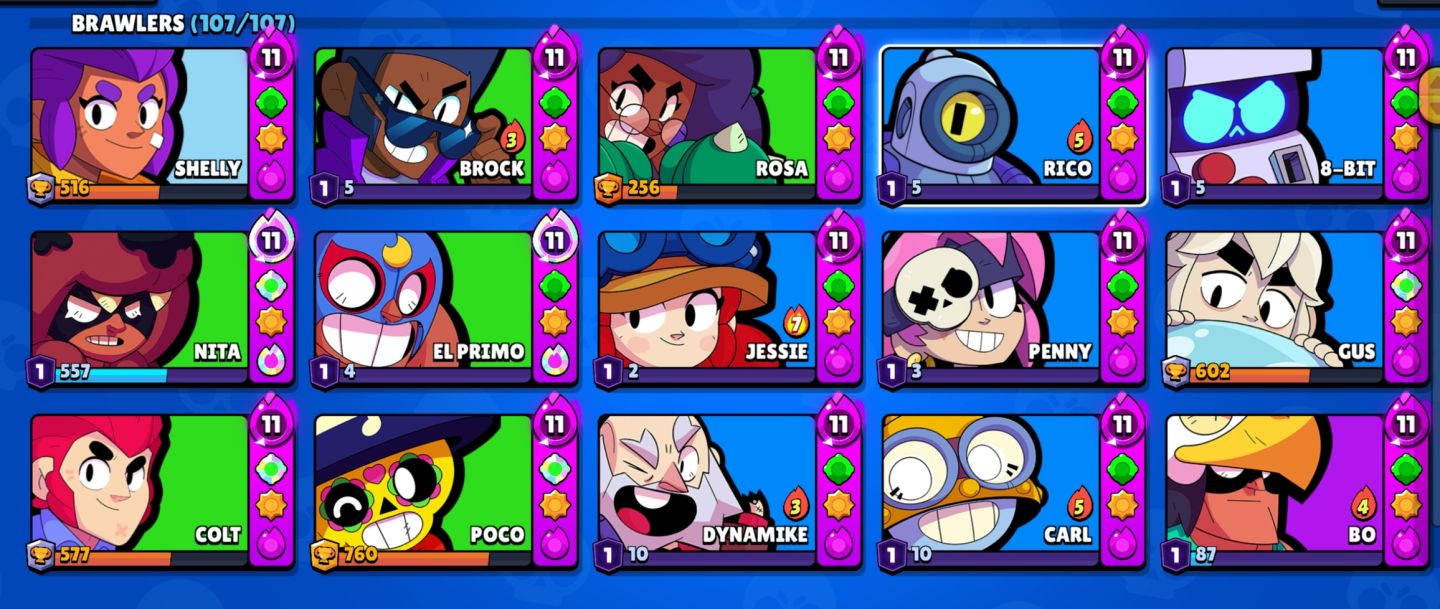 Conta brawl stars Negociável. Todos personagens, metade das hipergarcas
