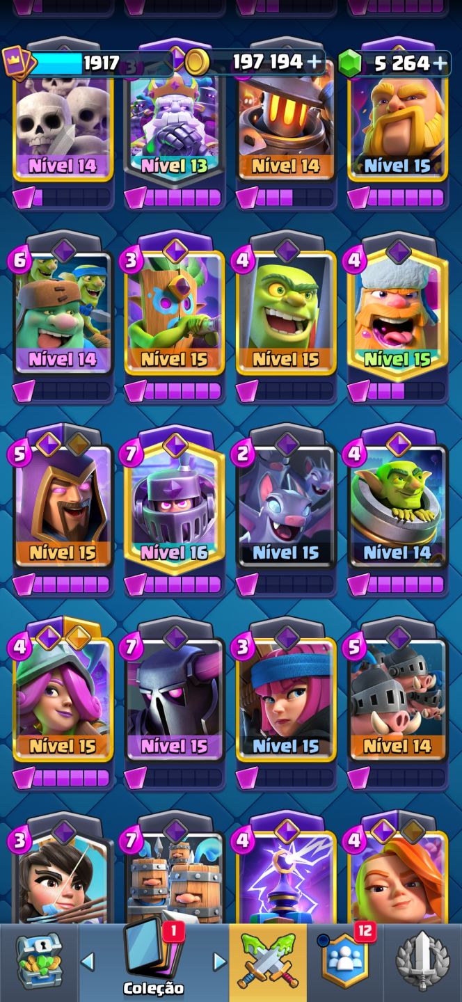 CONTA 2 EM 1! CLASH ROYALE FULL EVOSMÁXIMO+CLASH OF CLANSCV11 MAX5500+GEMAS
