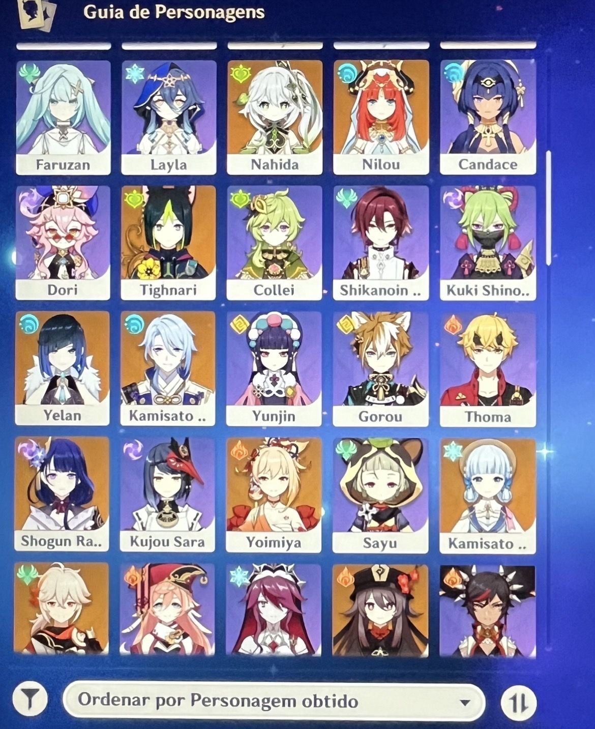 Conta de Genshin Ar60, 22 personagens t5, 11 armas t5.
