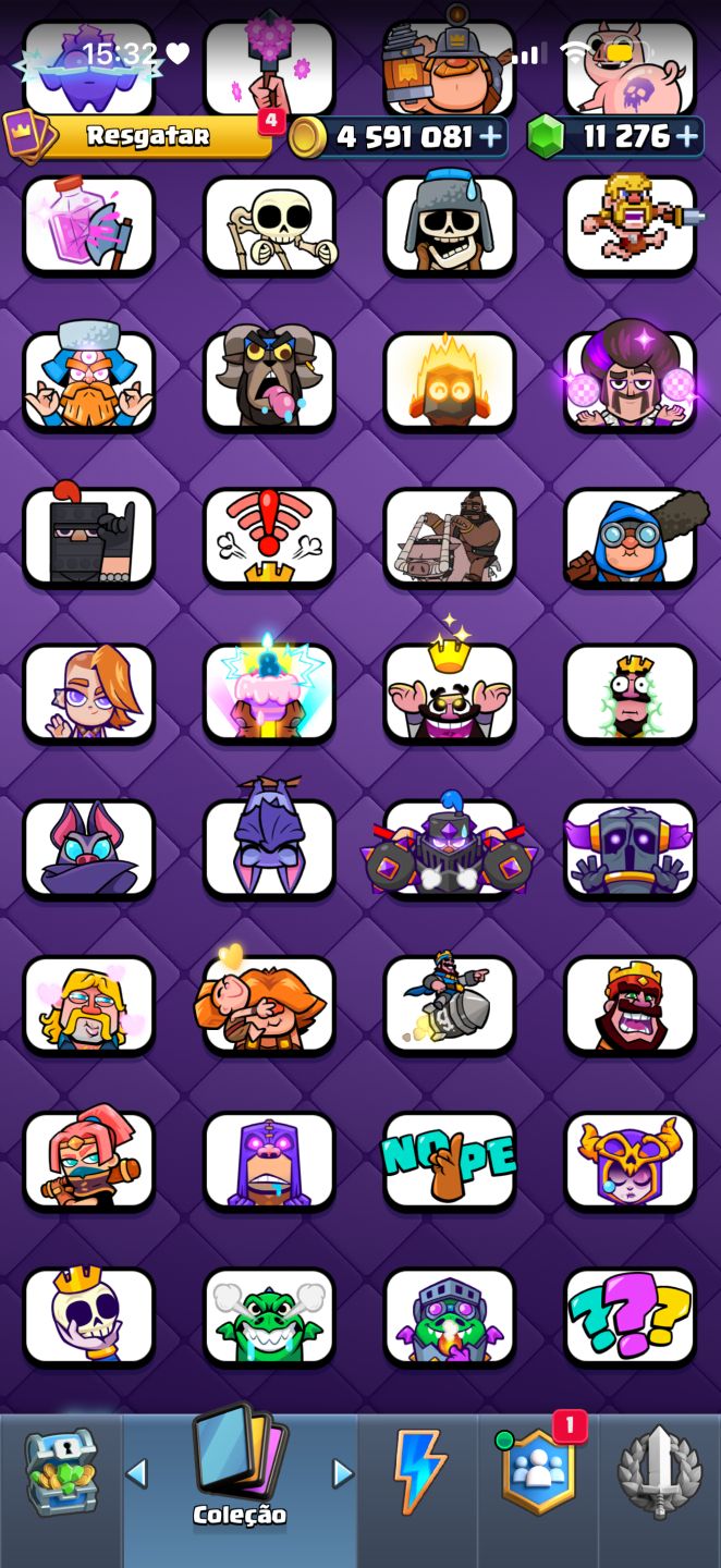 CONTA CLASH ROYALE FULL, 256+ EMOTES RARÍSSIMOS, 50 SKINS DE TORRE