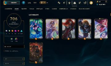 Conta LOL com 6 skin Ultimate, 10 Misticas, 73 lendarias, 393 epicas e 224 +