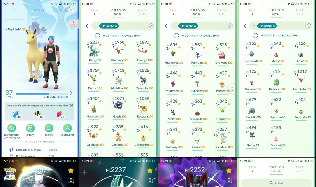 Pokémon Go LVL 37 | 29 Shundos | Mewtwo 100% | Dialga shiny Q205