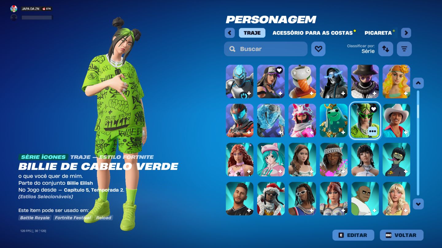 Conta fortnite competitivo, skins cleans, emote raro, picaretas cleans 300+ skin