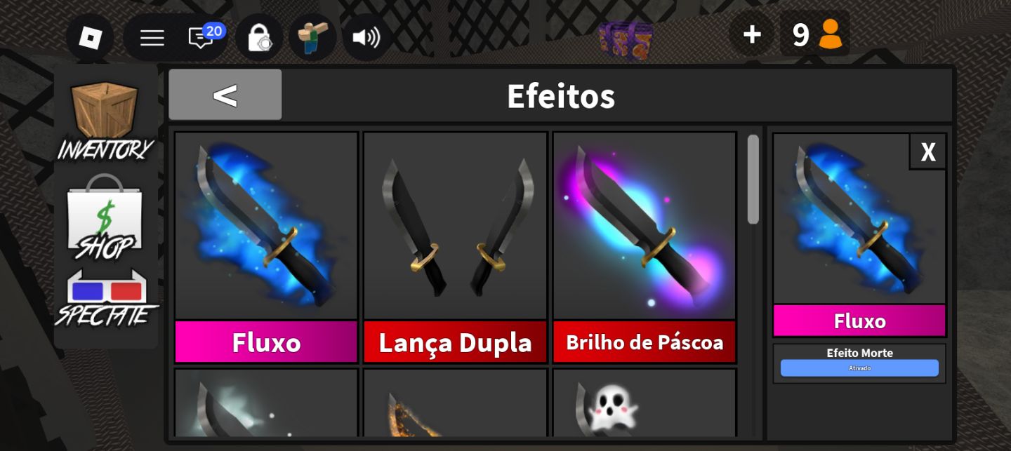 CONTA DE ROBLOX COM MUITA SKINS E UPADA NO MM2