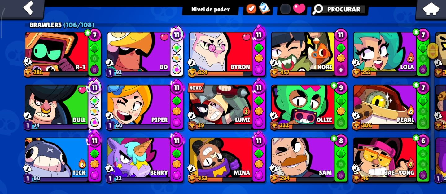 Conta de brawl stras MUITO UPADA com MESTRE NA RANK