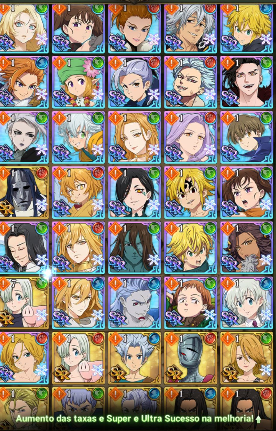 Conta 7DS GC | 130 Personagens | Lv. 71 | Overlord + Gachiakuta | +4 Anos