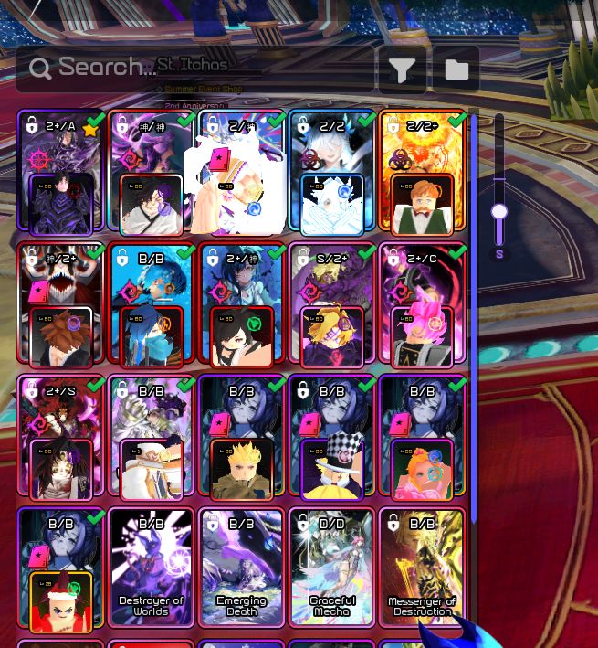 Conta Anime Vanguards com 16 monarch, com sung transcendente nível 100 etc
