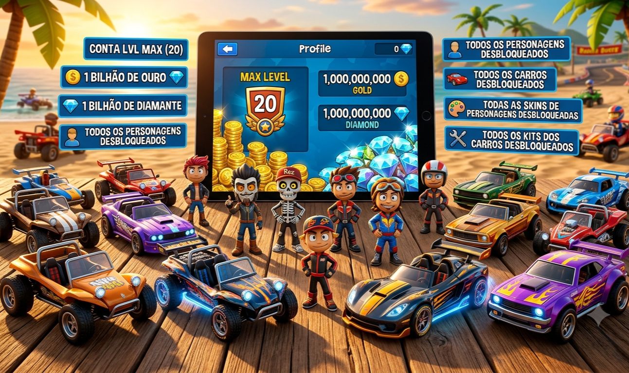 (EXCLUSIVO) BEACH BUGGY RACING 2 - CONTA LEVEL MAX + RECURSOS FULL