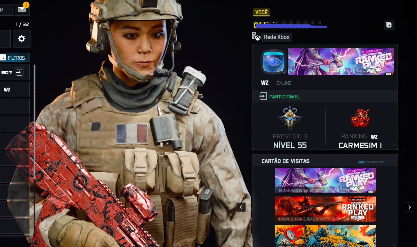 CONTA WARZONE/BO7 CARMESIM DA SEASON ATUAL + ARMAS METAS UPADAS