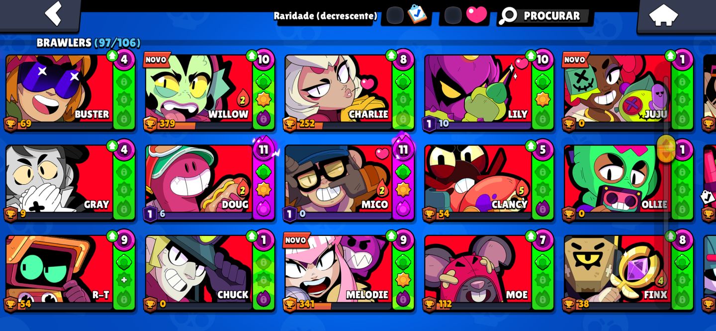 Conta de Brawl stars 40k de troféUs com todos os lendários