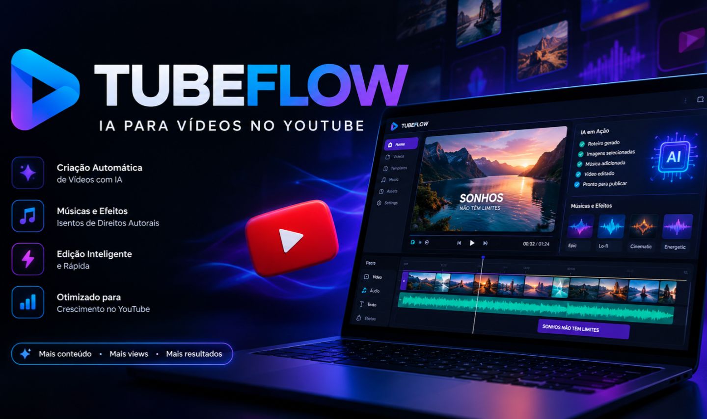 TubeFlow PRO - PRIVADO + 30 DIAS! Automação para Criar Vídeos.